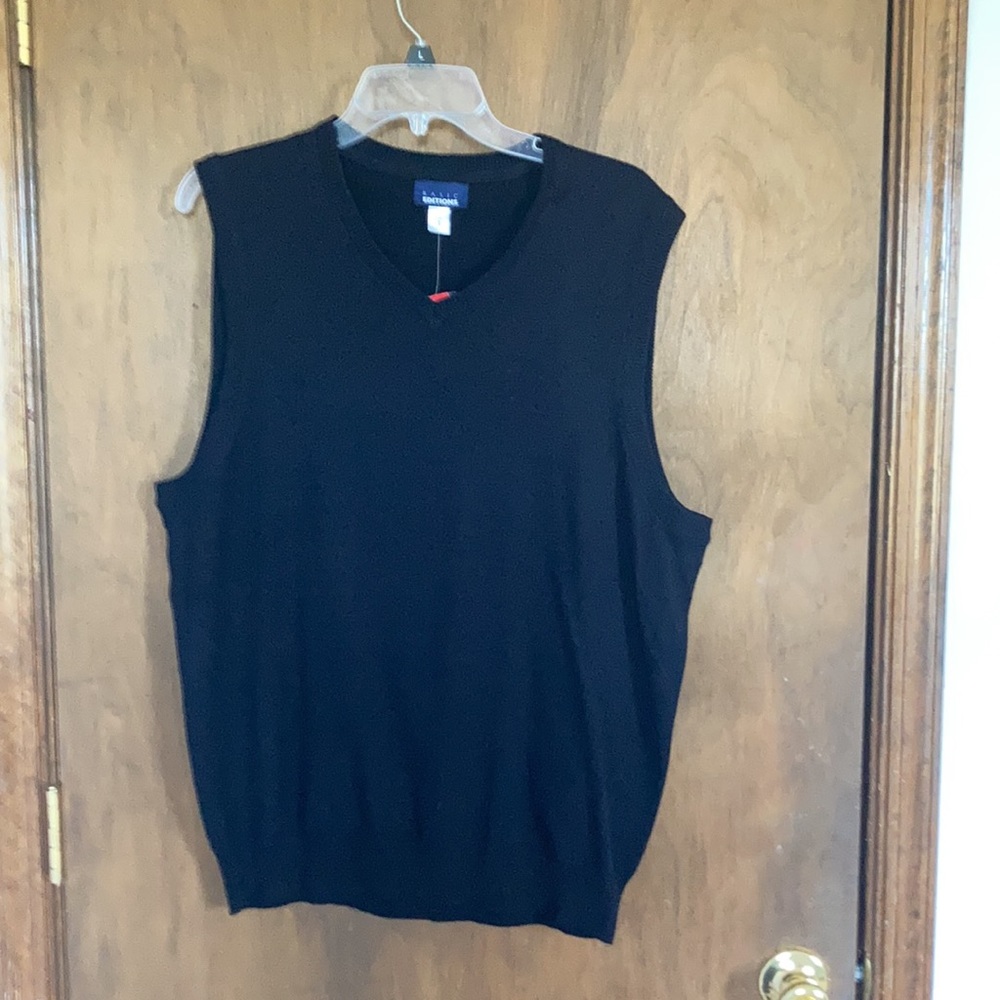 Basic editions sweater vest black pullover lightw… - image 4
